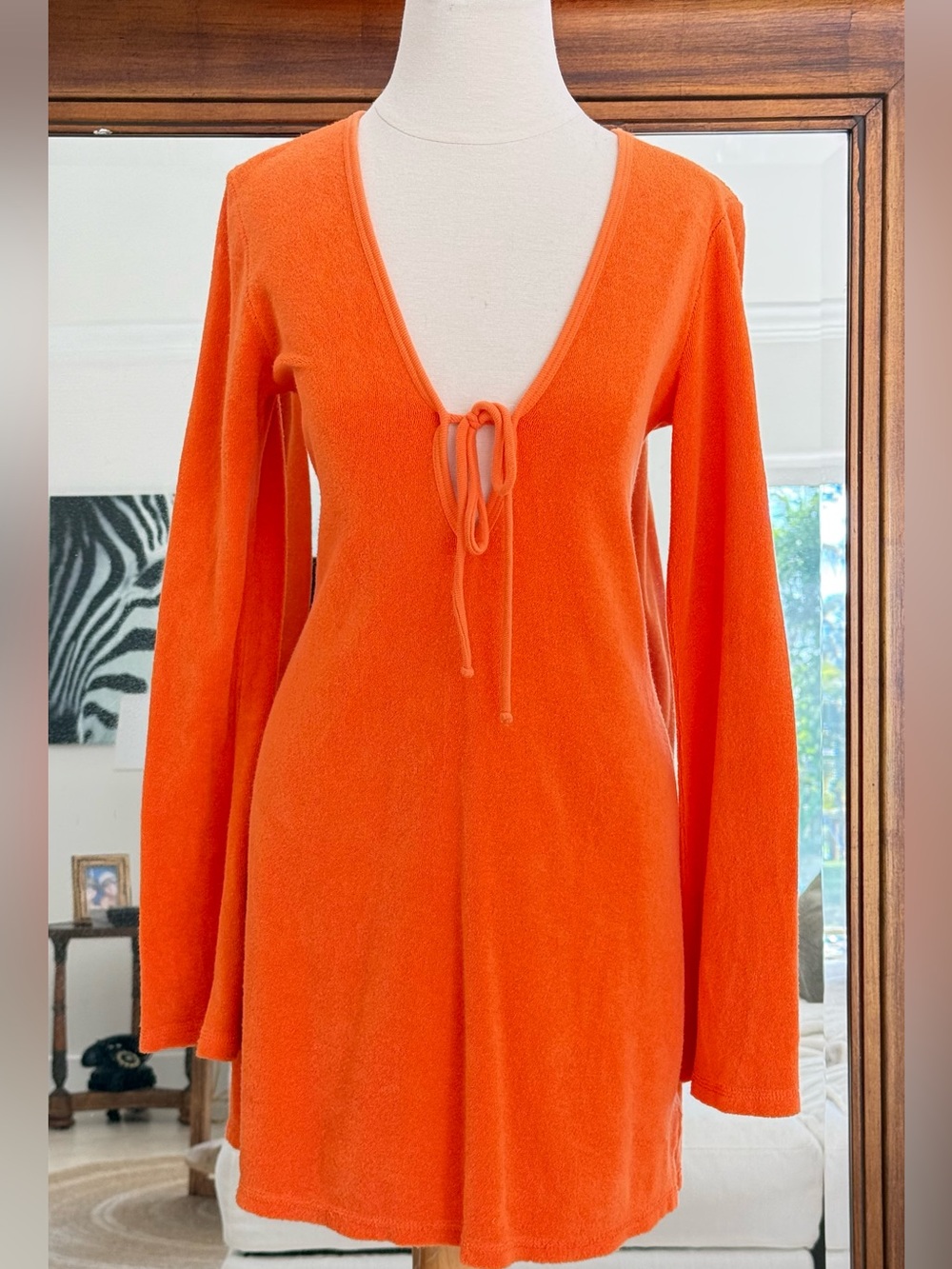 true Y2K Juicy Couture terry cloth Orange coverup  dress with Crest Label Size M